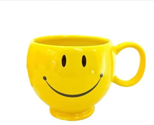 IHOMEWARES Happy Face Novelty Coffee Mug, Bright Yellow Ceramic Cup with Smiley Design, Cheerful Drinkware for Home and Office