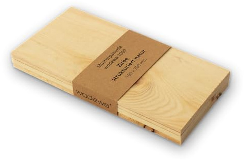 wodewa | Wandverkleidung Holz Zirbe | MUSTER 3D Echtholz XXL-Paneele 200x100mm | Schlafzimmer Entspannung Duft | Made in Germany | strukturiert Natur 1000