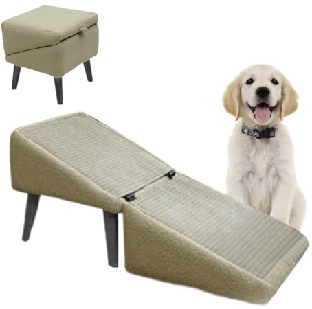 Rampa Per Cani, Pieghevole Scaletta Per Cani Piccola Taglia, Gradini 2 In 1 Per Animali Domestici, Poggiapiedi Per Animali Domestici, Rampa Per Animalis Domesticis, Per Divano, lettos, Auto(kaki)