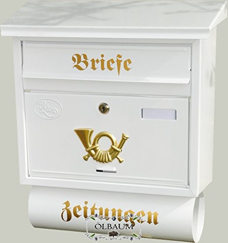 Wandbriefkasten,NEU Toller Briefkasten, Premium-Qualität aus Stahl, mit Schutzlackierung F groß in edelweiss weiß schneeweiss Zeitungen Post antik Mailbox Schild