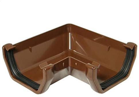 FLOPLAST 114mm Square Gutter 90 Degree Angle - Brown - Pack of 2