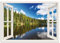 ARTland Wanddeko Wandbild Alu Verbundplatte für Innen & Outdoor Bild 100x70 cm Fensterblick Wald See Landschaft Norwegen Natur Landhaus T1DY