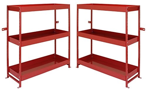 Monster Racking 2 x Lieferwagen Werkstattwagen Fahrzeugausbau Sortiersystem Werkzeugaufbewahrung Regalsystem Regalgestell Werkstattregal 116,5cm x 115cm x 34,8cm Rot