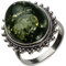 HolidayGiftShops Klassischer ovaler Ring aus Sterlingsilber und baltischem Grünem Bernstein: 8,5