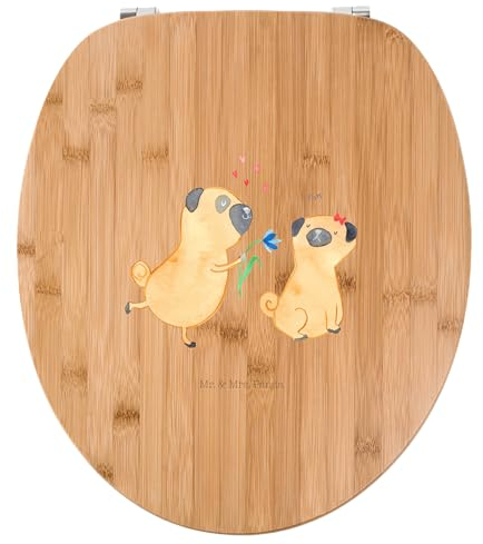 Mr. & Mrs. Panda Motiv WC Sitz Mops Verliebt - Geschenk, Haustier, Liebe, Partner, Vierbeiner, Klobrille, Hund, Klodeckel, Hundebesitzer, Hundeliebe,