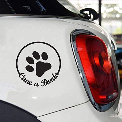 Adesivo auto in vinile prespaziato Cane a bordo mod. Zampa - Set 2 adesivi Nero o Bianco cm 11x11 - Kamiustore (Nero)