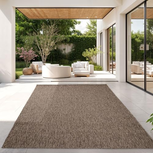 TT Home Rug For Outdoor Kitchen Rug Garden Monochrome Design Modern, colour:taupe, Size:300x400 cm