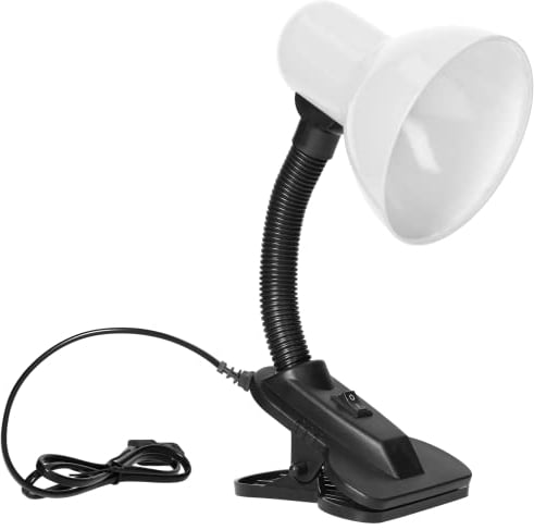 Virone LATSA 10W Lampe de Lecture Lit E27 Avec Clip et Interrupteur Acier + Plastique Flexible Longueur du câble ~ 90 cm (blanche)