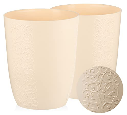 Tymar Blumentopf, 2er-Pack, Orchideentopf, Blumenkübel für Orchidee, Pflanzentopf aus Kunststoff, Moderne, schlanke, Runde Form (Ecru, ø 12,5 cm)