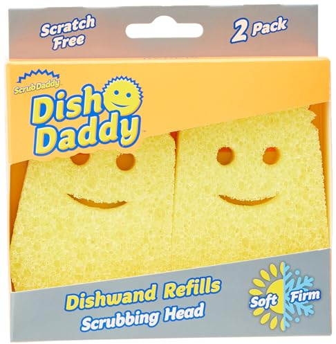 Scrub Daddy Dish - Daddy Dish Wand, Estropajo con Mango - Cabezales de Repuesto Compatibles con el Cepillo de Limpieza de Platos con Dispensador de Jabón - 2 Cabezas de Repuesto