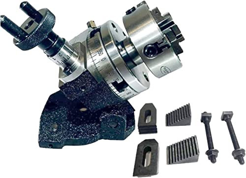 Mesa giratoria inclinable de 75 mm con 4 ranuras con portabrocas independiente de 70 mm y 4 mandíbulas con kit de abrazadera M6 para herramientas de ingeniería de fresado