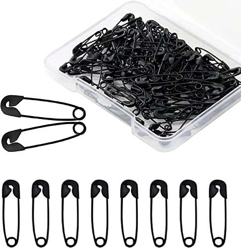 120 Stück Sicherheitsnadeln, 19 mm klein Mini rostbeständig Sicherheitsnadeln, Metall für Kunsthandwerk Nähen und Schmuckherstellung, Schwarz