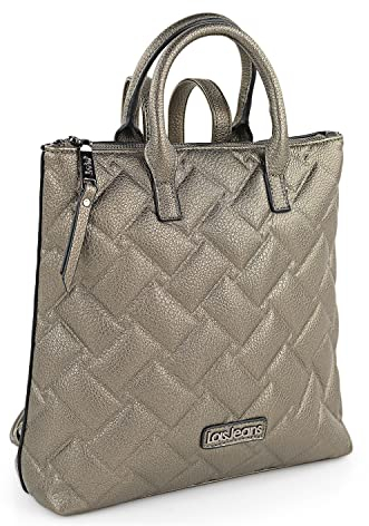 Lois - Cityrucksack Damen Klein Elegant Rucksack Damen Schwarz Alltag Modern, Kleiner Rucksack Damen für Büro Reise City Kollektion., Dunkles Silber
