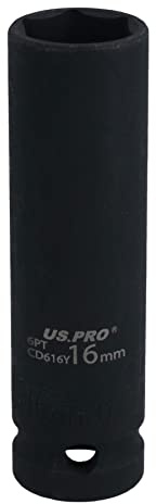16mm 1/2 Drive Deep Metric Impact Impacted Socket 6 Sided Single Hex