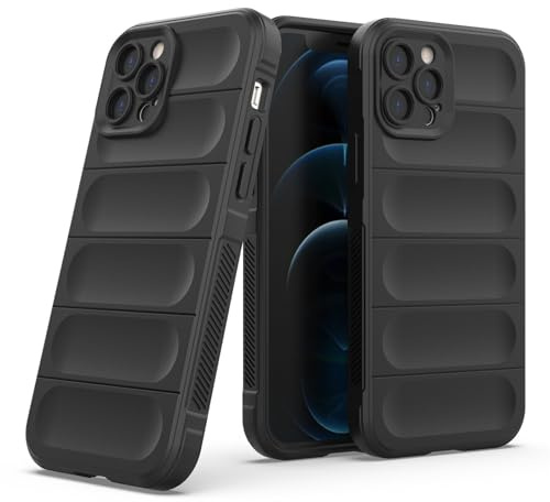Handyhülle kompatibel mit Apple iPhone 12 Pro | TPU Silikon Bumper Case | Outdoor Schutzhülle mit Stoßschutz | Schwarz