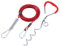TOPWAY Dog Tie Out Cable 10m/33ft with Shock Absorbing Spring and Hooks and Sturdy Steel Spiral Ground Spike Stake, Dog Tether Dog Leads for Yard Outdoor Camping, Red + Red
