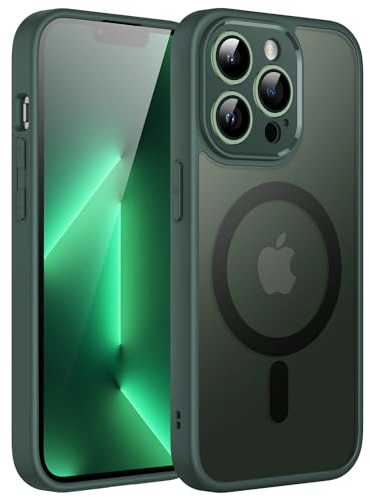 JETech Magnetic Case for iPhone 13 Pro Max 6.7-Inch, Compatible with MagSafe, Translucent Matte Back Camera Lens Full Protection Slim Shockproof Phone Cover (Midnight Green)