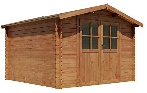 Vente-unique - Abri de Jardin en Bois traité par Autoclave 9,91 m² épaisseur 28 mm - HORTUSA