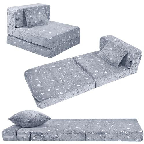 MeMoreCool Tri Folding Sofa Bed Floor Mattress for Kids, Glow Folding Mattress Kid Fold Up Sofa Futon Mattress Chair Bed, Child Foldable Mattress Floor Bed Folding Couch for Playroom