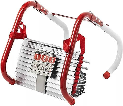 Emergency Escape Ladder 25 Feet - Retractable 3 Story Fire Escape Ladder with Anti-Slip Rungs for Windows and Balcony - Portable Fire Escape Ladder