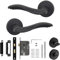 Decoranddecor Solace Black Internal Door Handles – Aluminium Matt Black Handle Sets with Bathroom Lock and Turn Release – Sleek and Durable Design for Modern Interior Doors