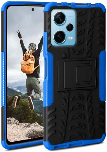 ONEFLOW Tank Case für Xiaomi Redmi Note 12 5G Hülle Outdoor, stabile Panzerhülle mit Kamera und Display Schutz, sichere Handyhülle, TPU Handy Schutzhülle mit Ständer, Blau Schwarz
