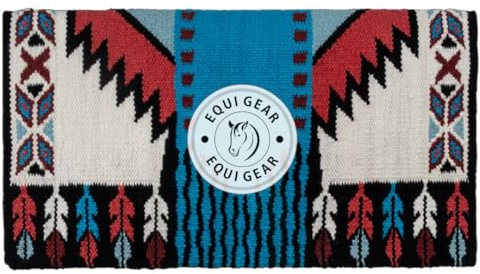 EQUIGEAR Western Ranch Horse Satteldecke aus neuseeländischer Wolle, Western-Design, handgefertigte Satteldecke, Wollpolster, Sensor Flex (Anpassung möglich), WQ77 (34x38)