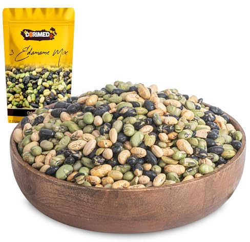 Fèves d'Edamame 1 Kg I Mélange de 3 graines de soja grillées légèrement salées 1 kg I Sans gluten I Savoureux haricots séchés naturels I riches en protéines I Convient aux Végans I collations et Snack