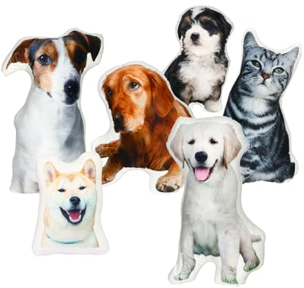 OXYEFEI Kissen Personalisiert, 3D Tierkissen mit Füllung Katzen Hunde Doppelseitige Bedruckt Kuschel Dekokissen Fotokissen mit Eigenem Foto Geschenk für Geburtstag Weihnachten (Haustier Kissen)