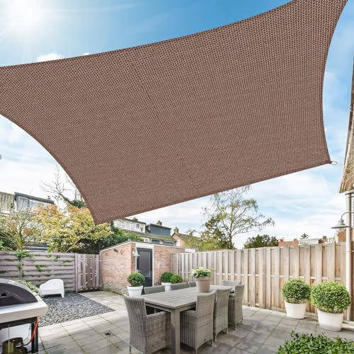 Duerer Toldo Vela de Sombra Rectangular 2x3m, 95% de Protección UV, 185g/m² Densidad para Patio Jardín Pérgola Exterior Terraza, Color Brun