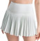Tennisrock mit Shorts Damen Plissee Athletic Skort High Waisted Golf Röcke Minirock mit 2 Taschen Weiß M