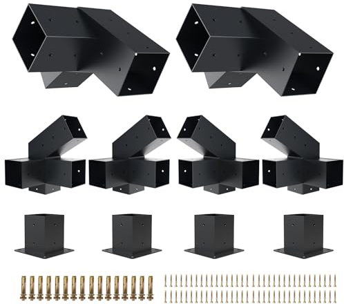 Grehitk Pergola-Set mit Halterungen, 30 ° schräg abgewinkeltes Dachpergola-Halterungs-Set, Dach-Wandhalterung, Verlängerungshalterungs-Set, 4-Wege-Halterungen für Pergolen, Blockhütte,