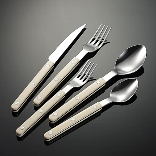 EVI Kitchenware Ensemble de Couverts à Manche Rouge de 80 Pièces pour 16 Couverts en Acier Inoxydable Durable Poli Miroir pour la Cuisine à Domicile Restaurant Fête de Mariage EV