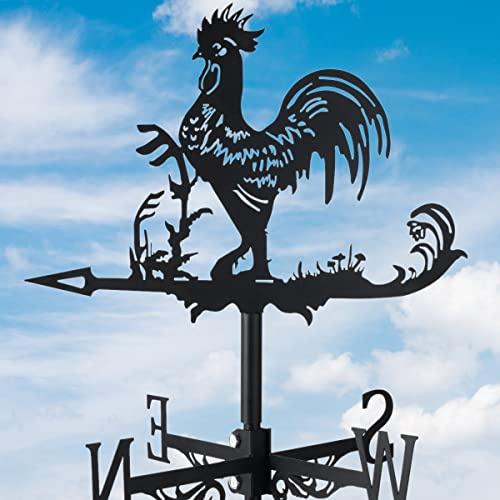 Abizarch Segnavento a forma di gallina, in acciaio inox, con indicatore di direzione del vento, anti-invecchiamento, banderuola decorativa a forma di gallo, decorazione per casale, giardino, cortile