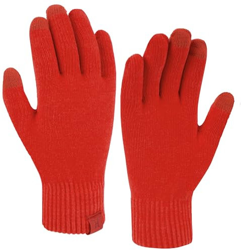 Bequemer Laden Winter Warm Damen Handschuhe Chenille Touchscreen Winterhandschuhe Strickhandschuhe mit Elastisch Manschette Frauen Geschenk, Rot