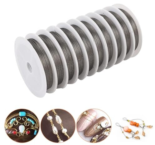 JCAKES Filo per gioielli, 250 m, 0,3 mm, sottile, per fai da te, per gioielli e bricolage, 10 rotoli da 25 m