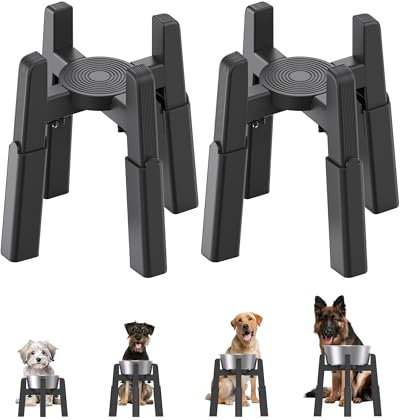 JUNSPOW 2PCS Hundenapfständer mit 4 einstellbaren Höhen, erhöhter Hundenapf für große Hunde, Stabiler und Rutschfester erhöhter Hundenapf Hundefütterungsstation [nur Ständer]