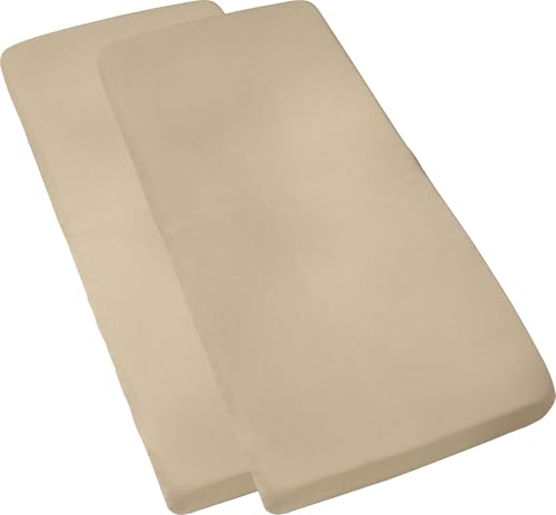 Erwin Müller Kinder-Spannbettlaken Murnau 2er-Pack Single-Jersey - Taupe Größe 60x120 cm - 70x140 cm - hautfreundlich, atmungsaktiv, bügelfrei, strapazierstark