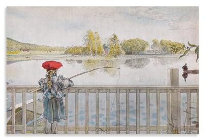 Carl Larsson Prints Lisbeth Fishing, Wandkunst-Poster, coole Kunstwerke, Gemälde, Wandkunst, Leinwanddrucke, hängende Bilder, Poster, 30 x 45 cm