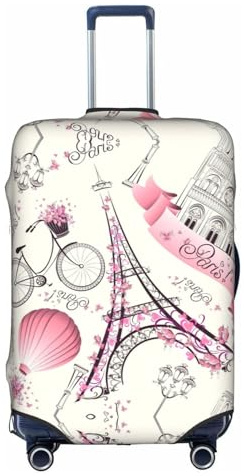 OUSXC Der Paris Tower und ein Fahrrad-Trolley-Koffer-Schutzhülle ist geeignet für Gepäckgrößen zwischen 45,7 - 81,3 cm, Weiss/opulenter Garten, Small