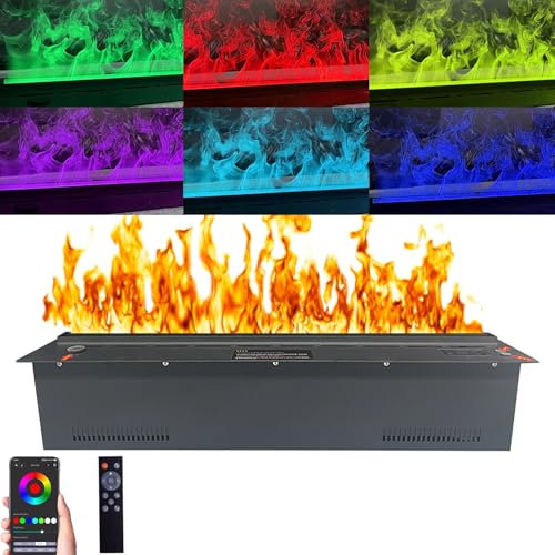 Chimenea eléctrica, chimenea de vapor de agua 3D, chimenea atomizadora, chimenea eléctrica empotrada con aplicación, control remoto, humidificador de chimenea, llenado automático de agua(150cm/59inch)