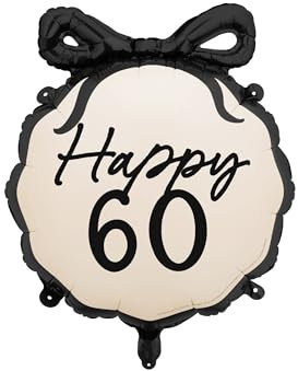 Eleganter Folienballon Happy 60 Ballon 60. Geburtstag Luftballon Schwarz Creme Mann Frau Geschenk Oma Opa Eltern Deko zum 60