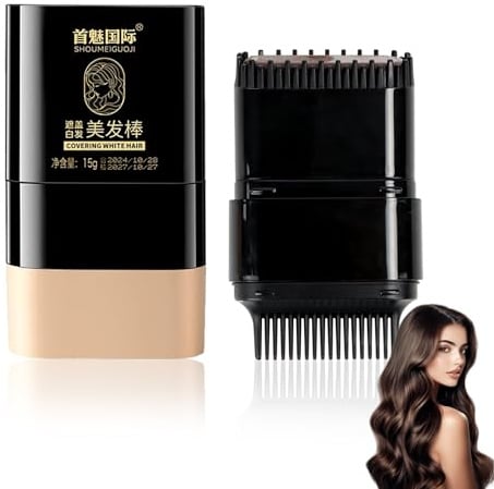 2-in-1 Instant Haarfärbestift mit integriertem Ausbesserungskamm, Wasserfester Und Schweißfester Haarfärbestift, ideal für graues Haar Instant Hair Color Stick with Built-In Comb (Dark Brown)