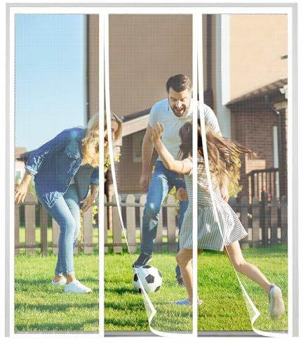 Zanzariera Fissa Con Telaio 135x210cm Bianco Porta Finestra Tenda Magnetiche Zanzariere Anti Zanzare Calamite