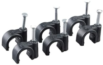 Cable Clips, Cable and Wire Clips with Nails Black 4-14mm Pack of 100(Round 9MM)