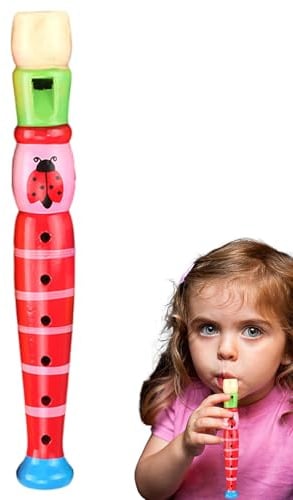 Flauto in legno per bambini – 20 cm, 6 fori, giocattolo musicale | Strumento musicale per l'istruzione precoce per bambini, bambini, suono, apprendimento, sala giochi, regalo divertente