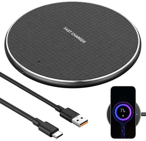15W Wireless Charger, Induktive Ladestation mit Anzeigeleuchte, Tragbare Handy Ladestation, Qi Kabelloses Ladegerät für iPhone 17/16/15/14/13/12/Pro/Max/Plus, Samsung Galaxy S25/S24/S23/S22/S21/S20