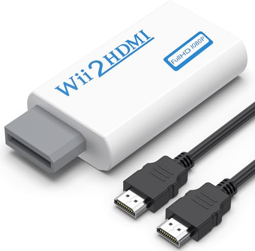 Yisica Wii to HDMI Converter 1080P for Full HD Device, Wii HDMI Adapter with 3,5mm Audio Jack&HDMI Output Compatible with Wii, Wii U, HDTV, Monitor-Supports All Wii Display Modes 720P, NTS