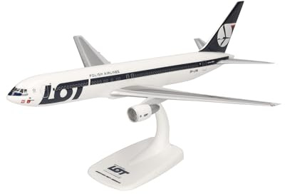 Herpa Snap-Fit Modellflugzeug Lot Polish Airlines Boeing 767-300, Miniatur im Maßstab 1:200, Sammlerstück, Modell mit Standfuß, Kunststoff