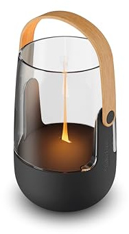 Stadler Form Aroma Diffuser und Laterne Sophie mini, kabellos, klein | Für ätherische Öle, Ultraschall, für drinnen und draußen, Flammen-Effekt, Akkubetrieb bis 7 h, schwarz mit Bambus-Griff